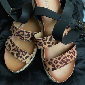 Cheetah Print Sandals with Black Strap